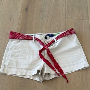 Superdry Women's Cream Shorts with Red Paisley Belt